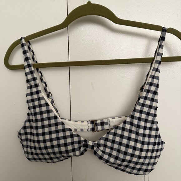 NWT SZ L Bikini Top - Andie The Amor -  Gingham - Twilight - Picture 2 of 8